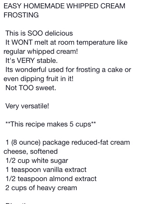 Homemade Whipped Cream Frosting Recipe