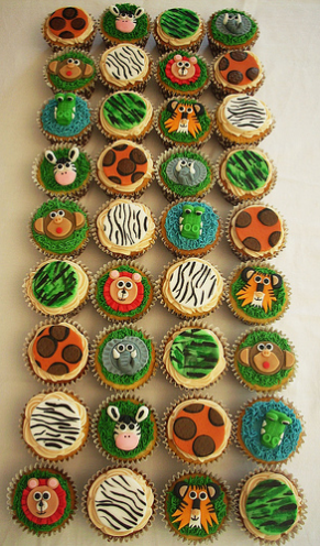 Jungle Animal Cupcakes Birthday Cake Ideas