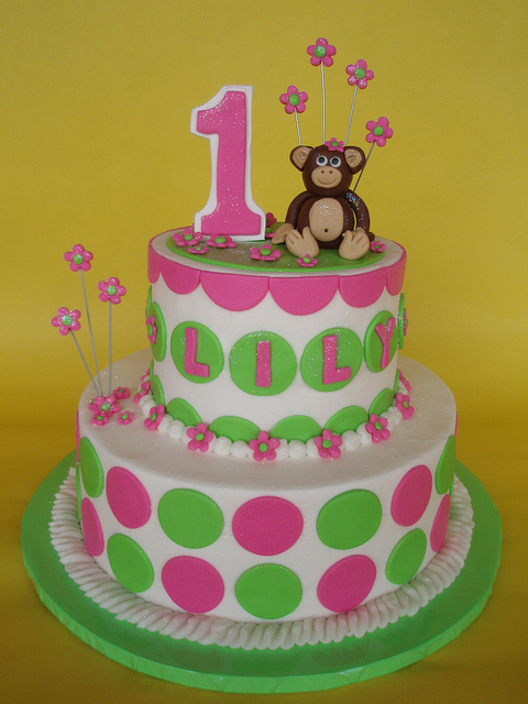 Little Girl Monkey Birthday Cake