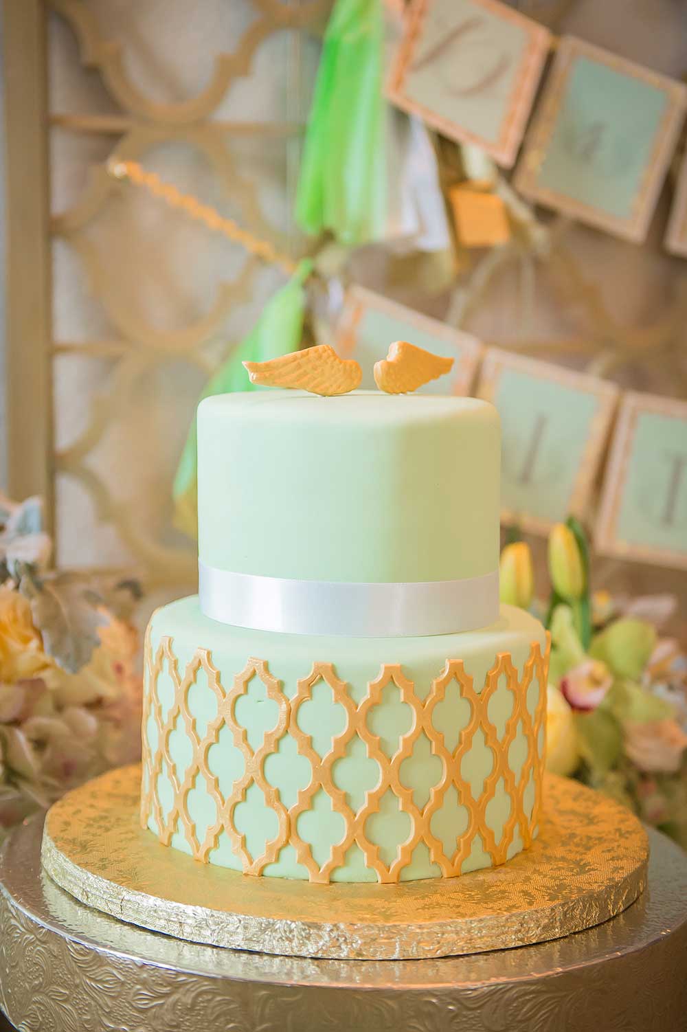 Mint Green and Gold Birthday Cakes