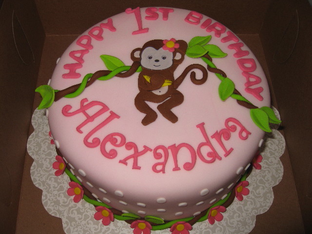 Monkey First Birthday Cake