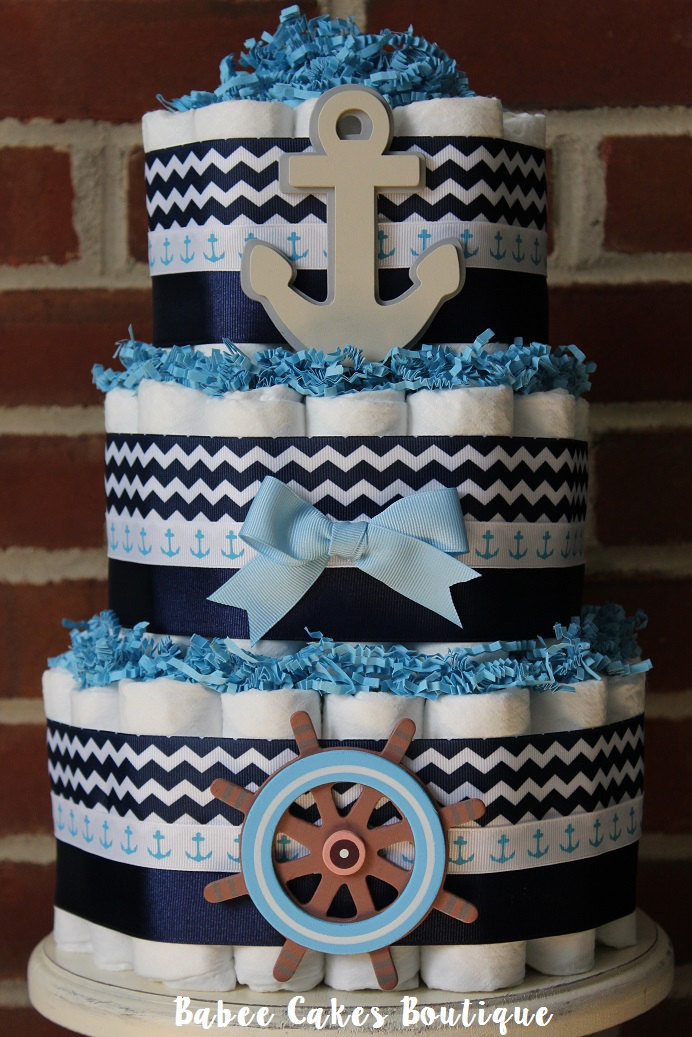 Nautical Baby Shower Diaper Cake for Boys