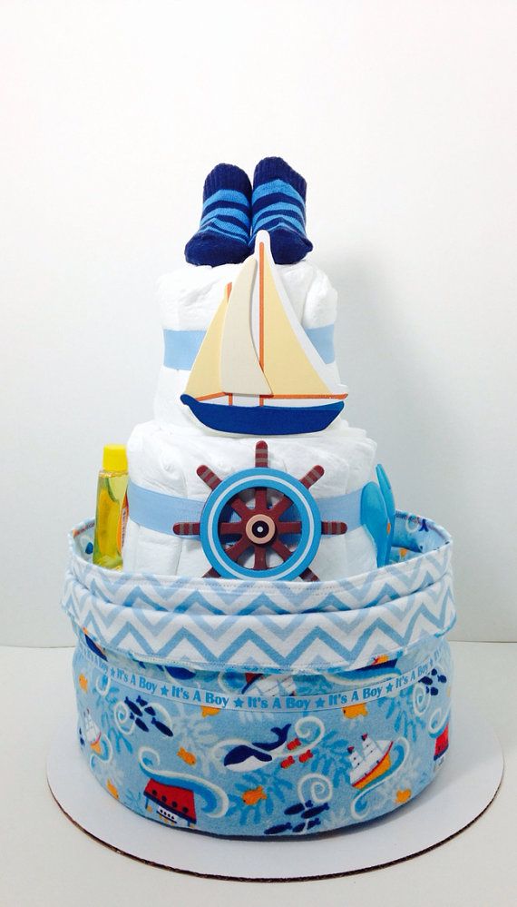 Nautical Boy Baby Shower Diaper Cake