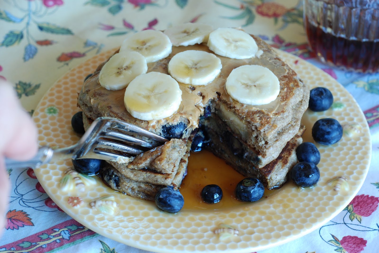 Oatmeal Blueberry Banana Pancakes