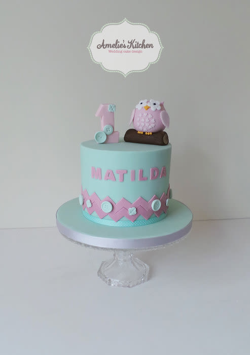 Owl 1st Birthday Cake