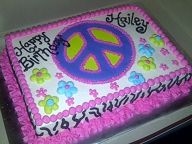 9 Photos of Birthday Sheet Cakes Peace Sign