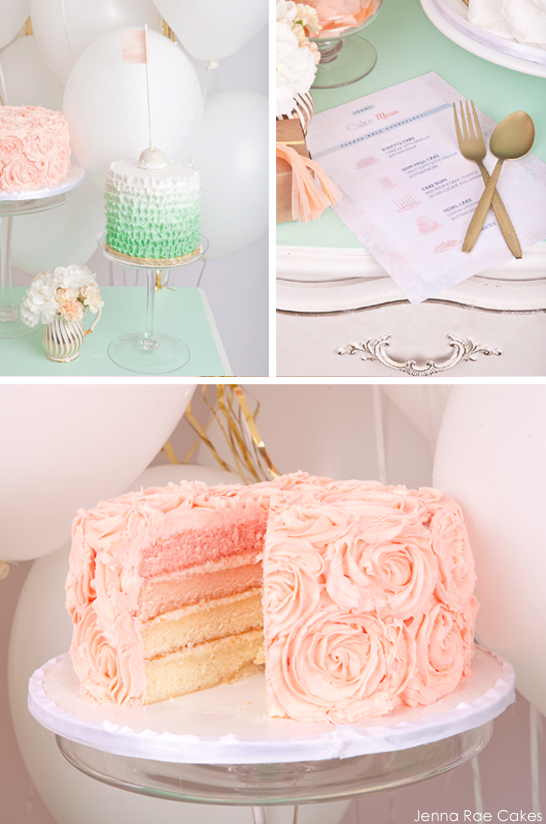 Peach and Mint Green Birthday Cakes