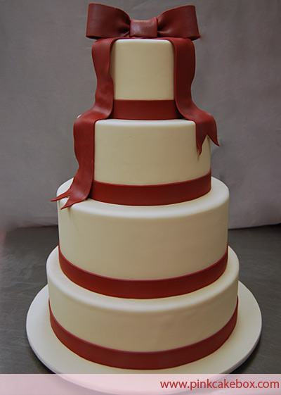 Pink and Burgundy Wedding Cake