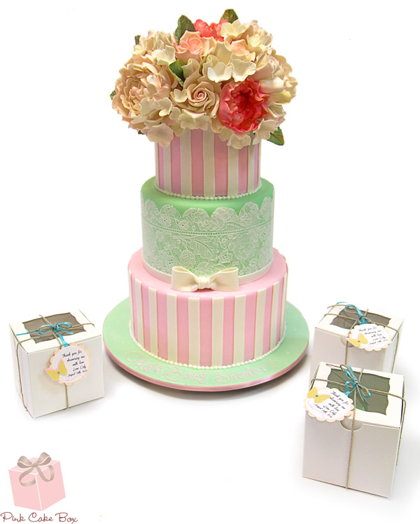 Pink and Green Baby Shower Cake