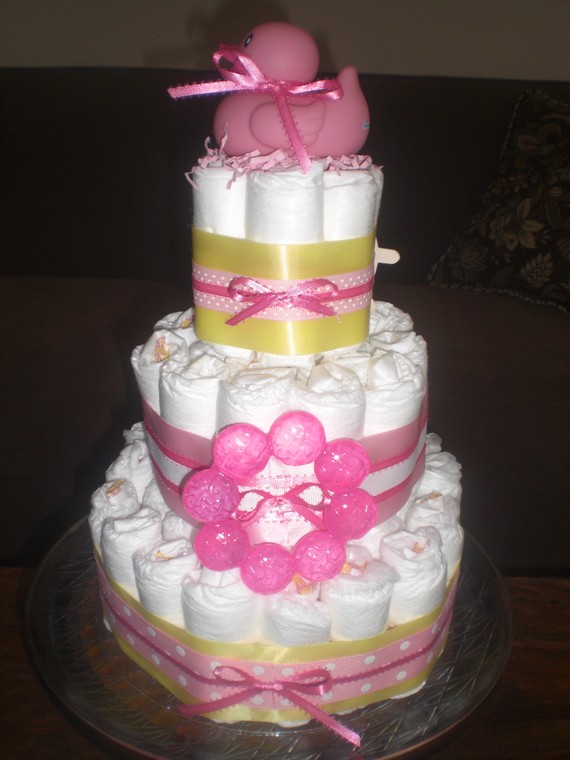 Pink and Yellow Baby Shower Cake