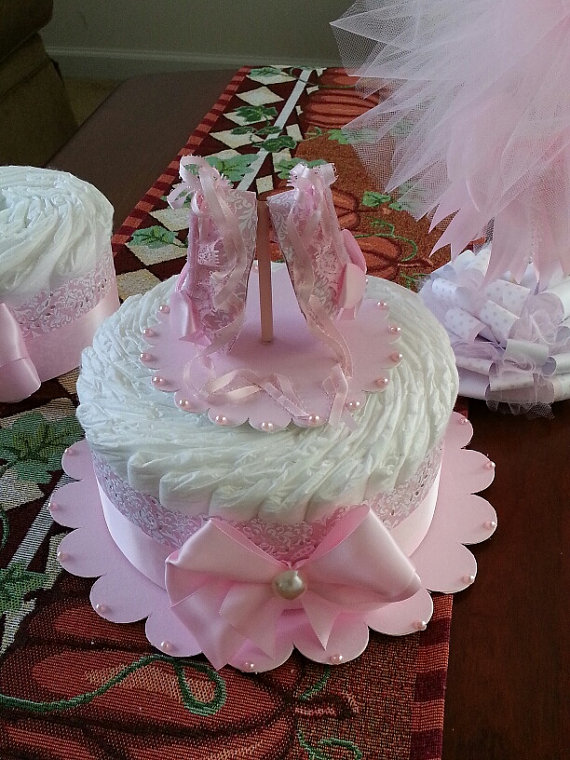 Pink Ballerina Diaper Cake