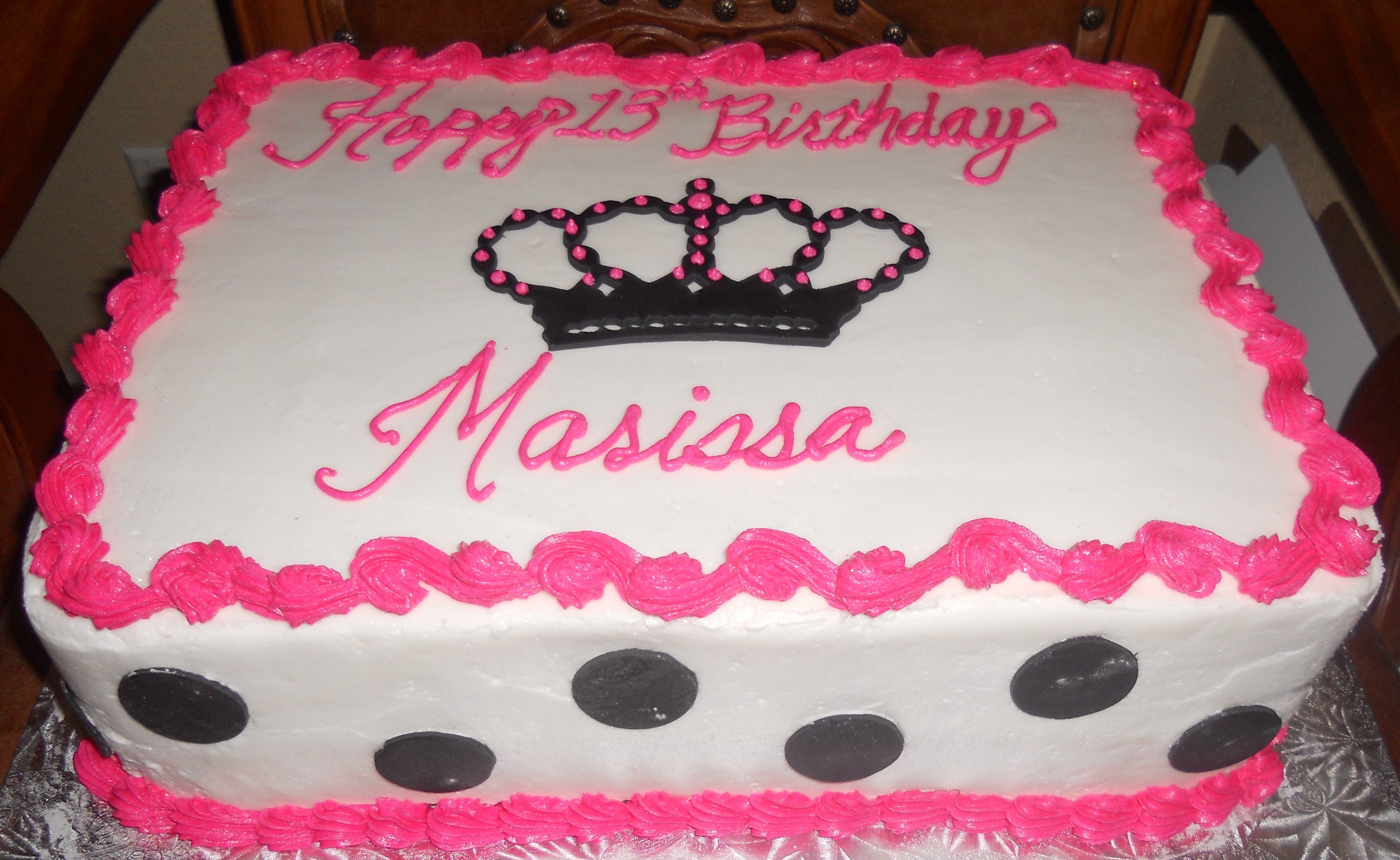 Pink Black and White Birthday Cake