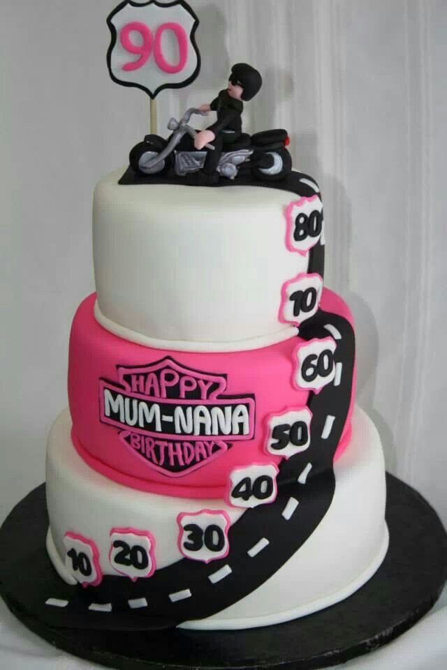 Pink Harley-Davidson Birthday Cake