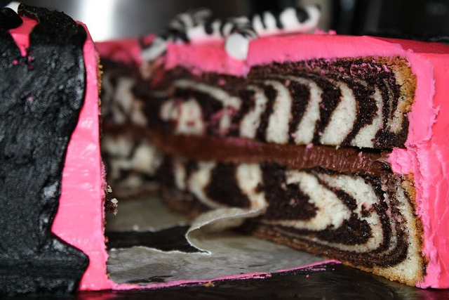 Pink Zebra Cake Inside