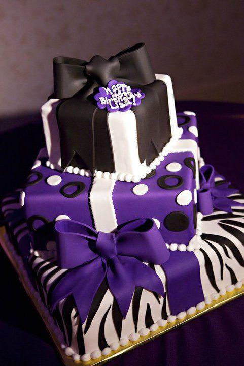 Purple and White Birthday Cake