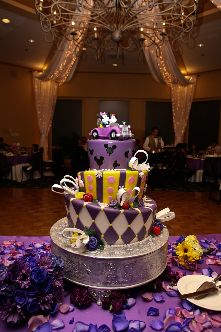 Purple and Yellow Wedding Cake