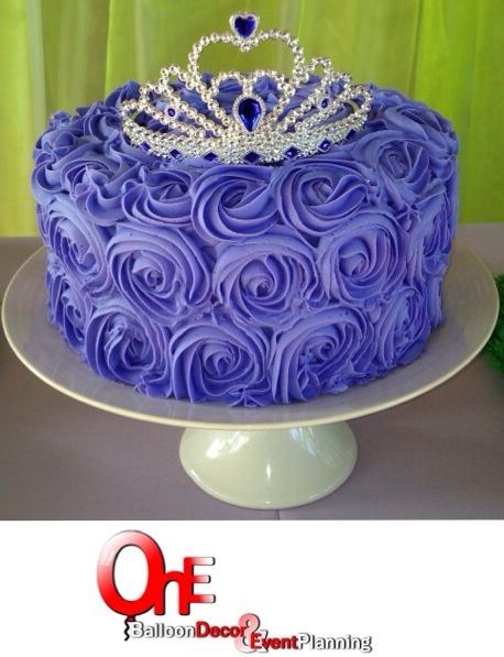 Purple Princess Rosette Cake