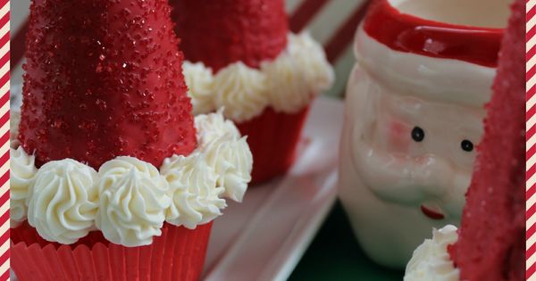 Santa Hat Cupcakes Ice Cream Cone