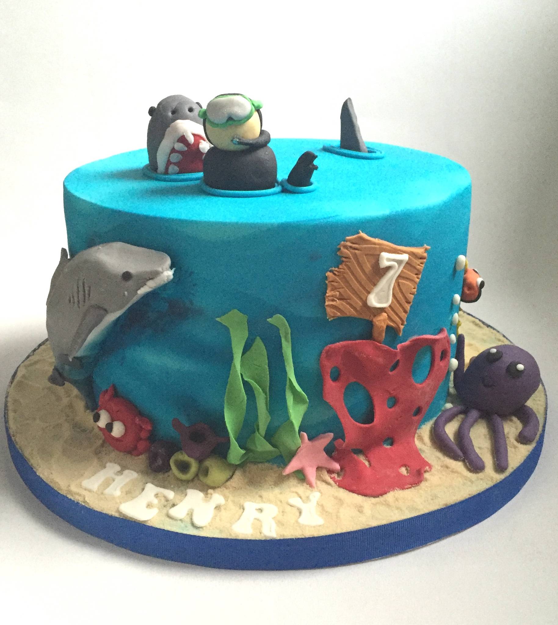 Shark Themed Birthday Cake