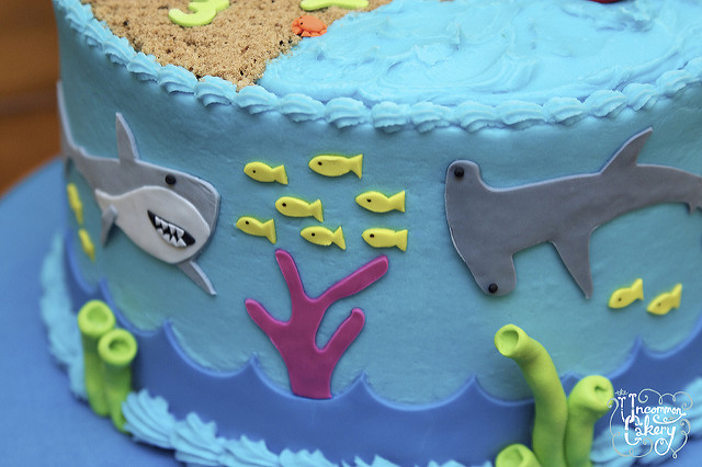 Shark Themed Birthday Cake