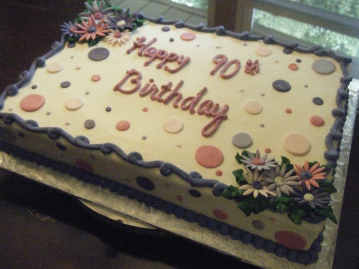 Sheet Cake with Polka Dots and Flowers