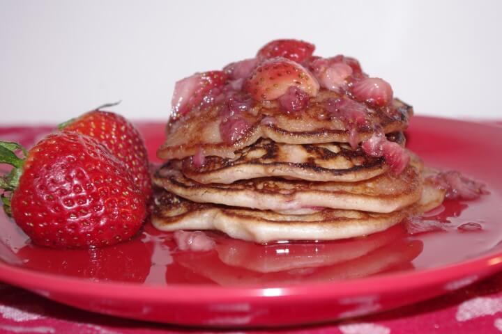 Strawberry Pancakes with Syrup