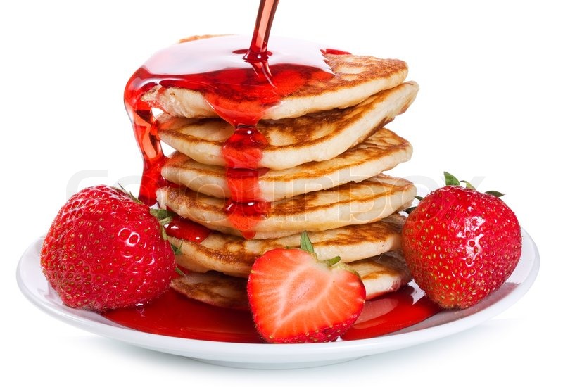 Strawberry Pancakes with Syrup