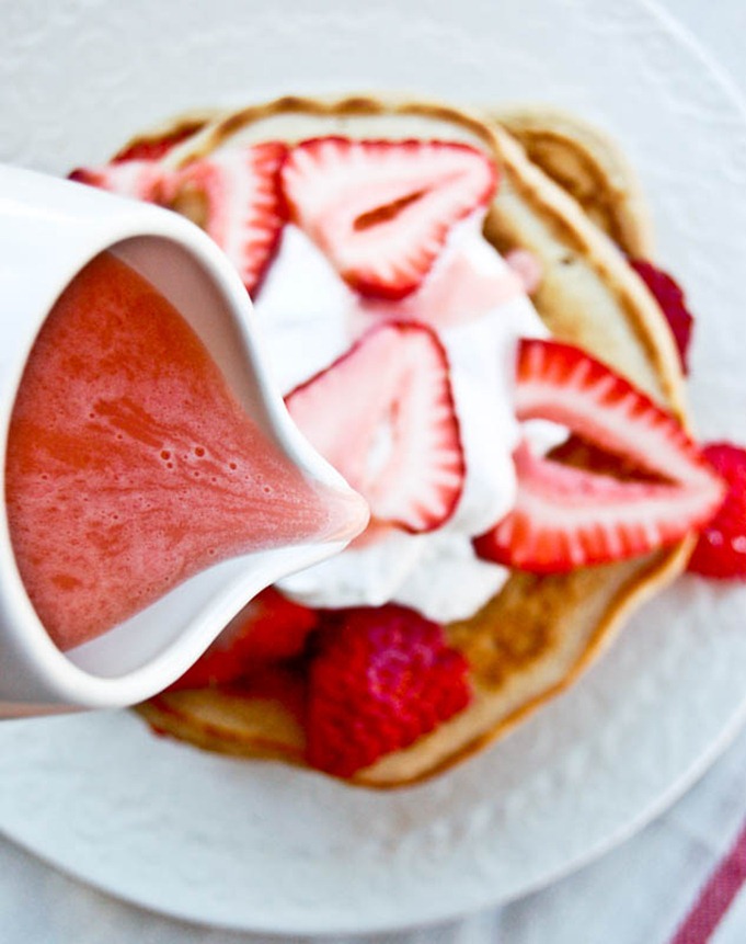 Strawberry Pancakes with Syrup