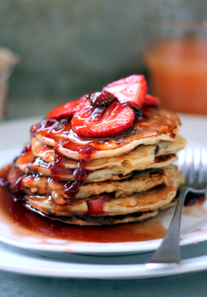 Strawberry Pancakes with Syrup