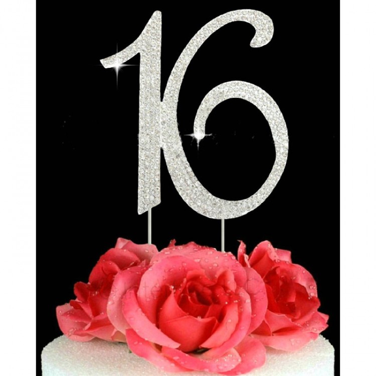 Sweet 16 Birthday Cake Topper Rhinestone