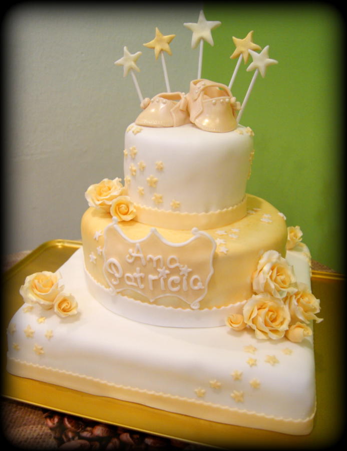 White and Gold Baptism Cake