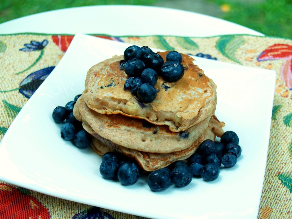 Whole Wheat Blueberry Banana Pancakes