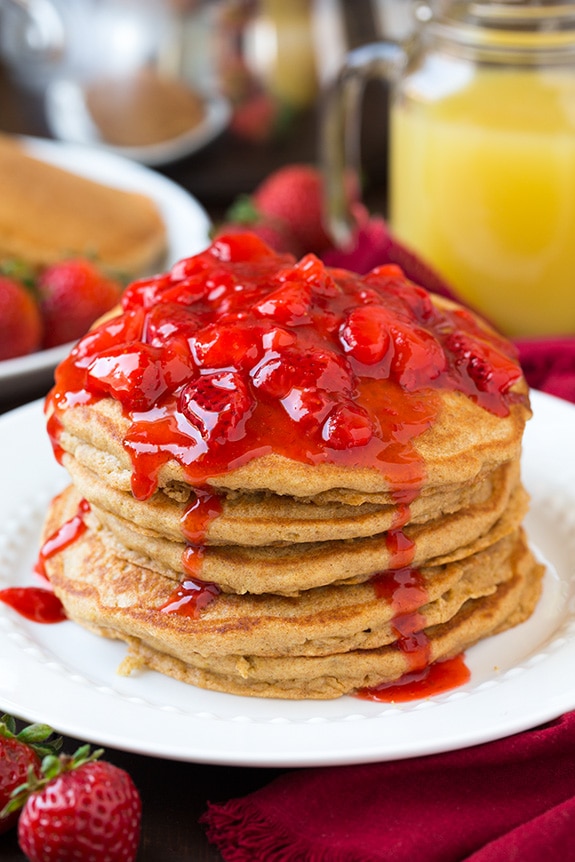 Whole Wheat Pancakes with Honey