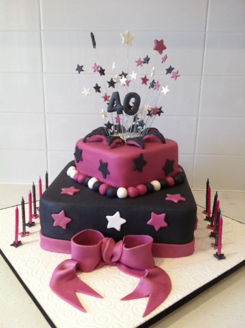 2 Tier 40th Birthday Cake