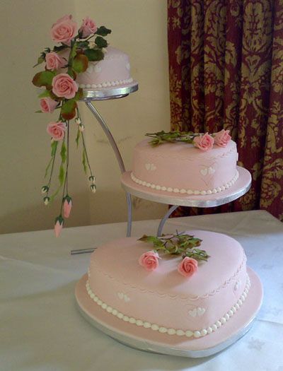 3 Tier Heart Shaped Wedding Cake