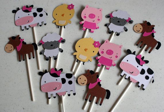 Baby Farm Animals Cupcake Toppers