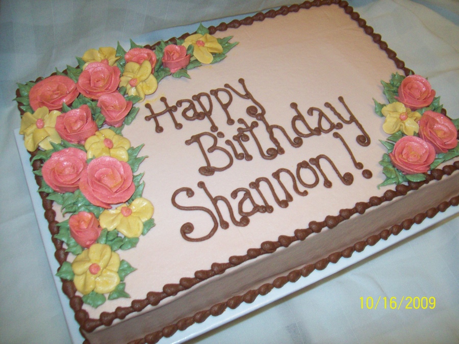 Birthday Sheet Cake with Flowers