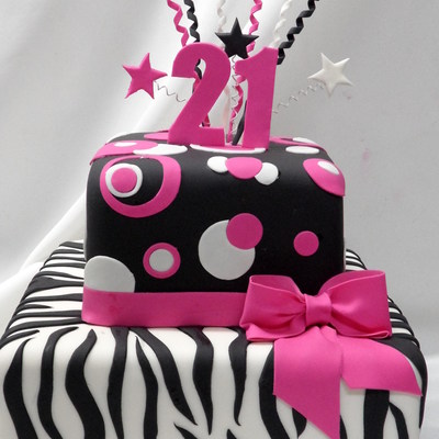 Black and White 21st Birthday Cake