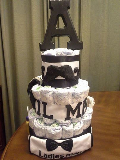 Black and White Diaper Cake