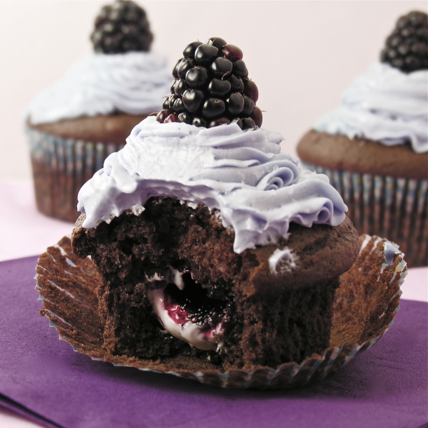 Black Raspberry Cream Cupcakes