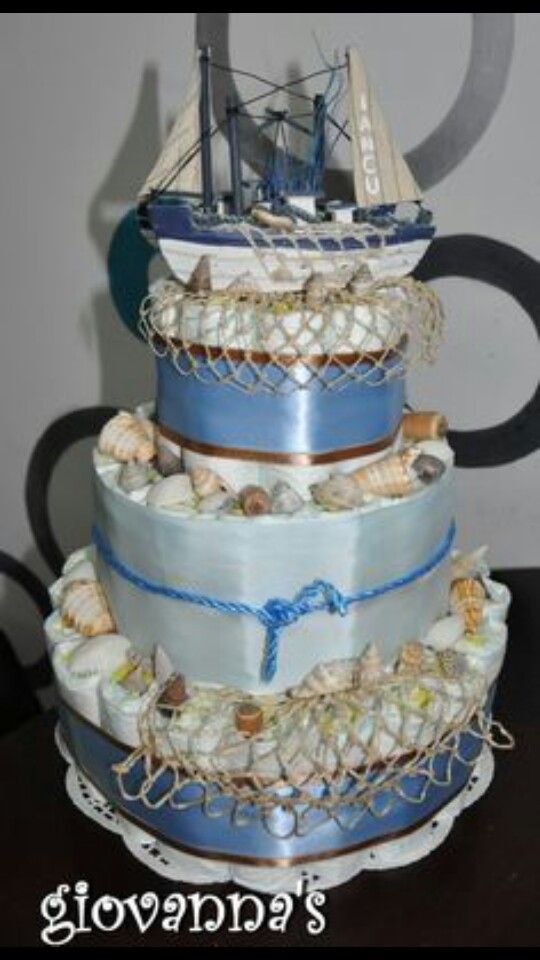 Boy Boat Diaper Cakes