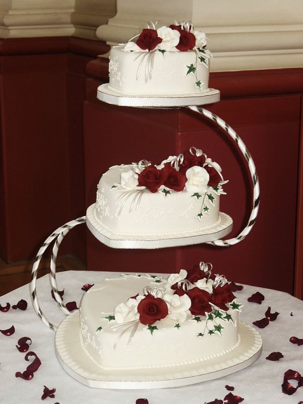 Burgundy & White Wedding Cake