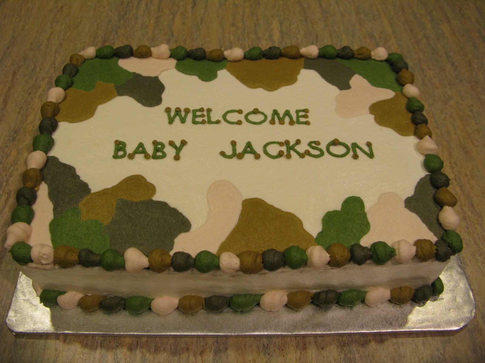 Camo Baby Shower Cake