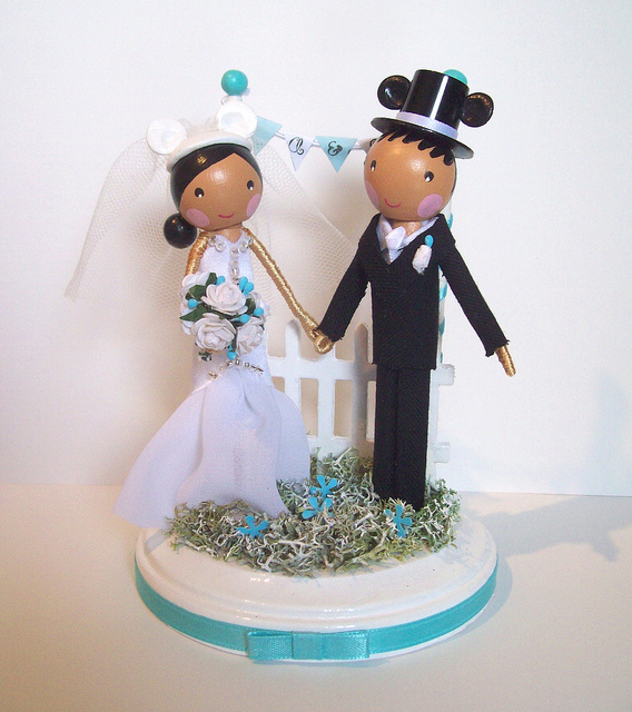 Disney Wedding Cake Toppers Bride and Groom