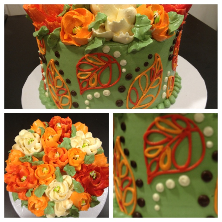 Fall Leaves Buttercream Cake