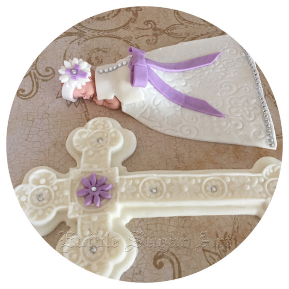 Girl Baptism Cake Topper