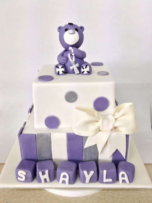 Girls Purple Christening Cakes