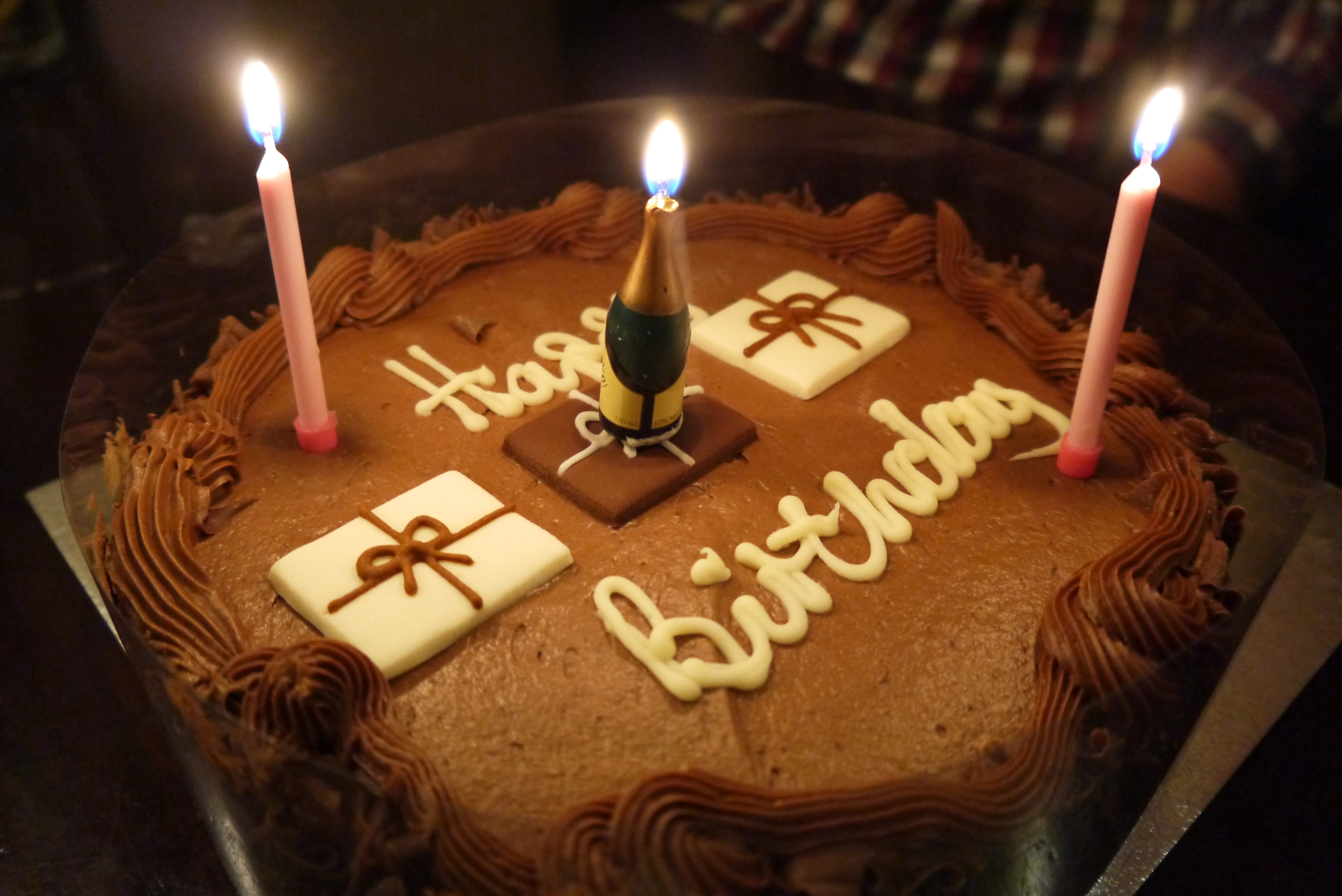 Happy Birthday Chocolate Cake with Candles