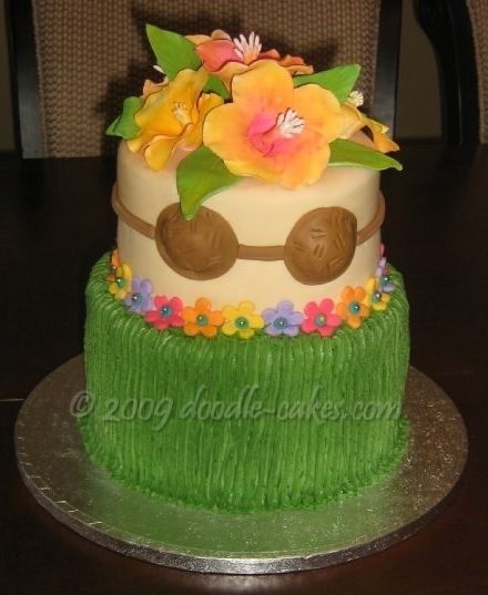 Hawaiian Hula Girls Birthday Cake