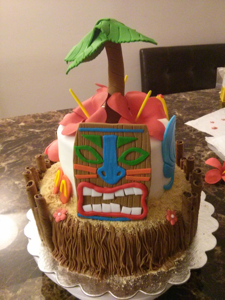 Hawaiian Themed Birthday Cake